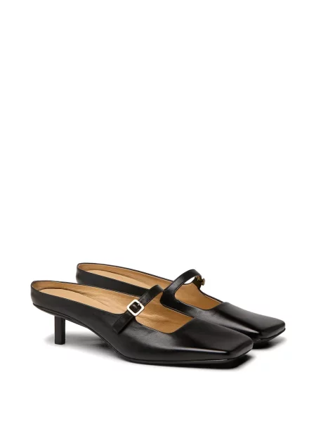 Papuci tip mules Marsell cu bretele negru