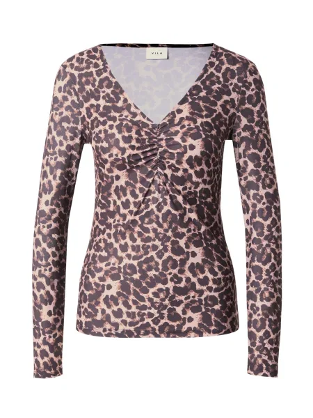 VILA Tricou VILEOA pielii / maro negru