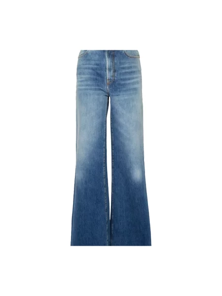 Jeansy dzwony La Doublej retro niebieskie