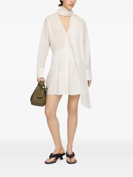 Rochie mini Ganni din dantelă plic alb