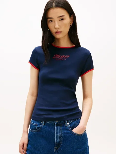 TOMMY HILFIGER Tricou bleumarin roșu