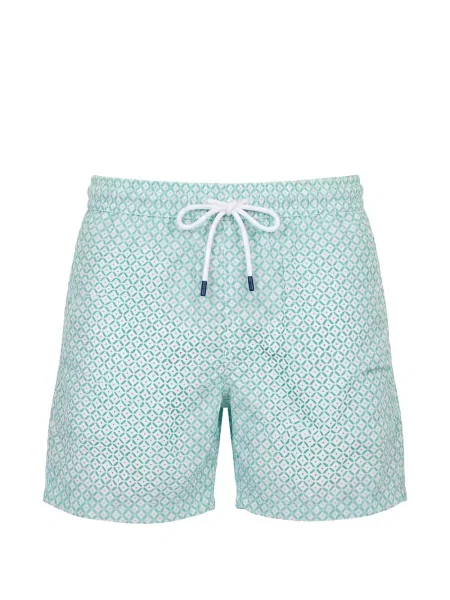 Slip de baie Fedeli cu imagine cu imprimeu geometric cu cordon verde