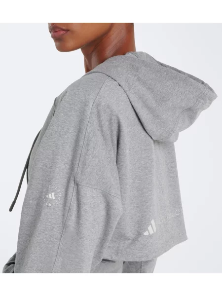Decupat hanorac cu glugă Adidas By Stella Mccartney din jerseu gri