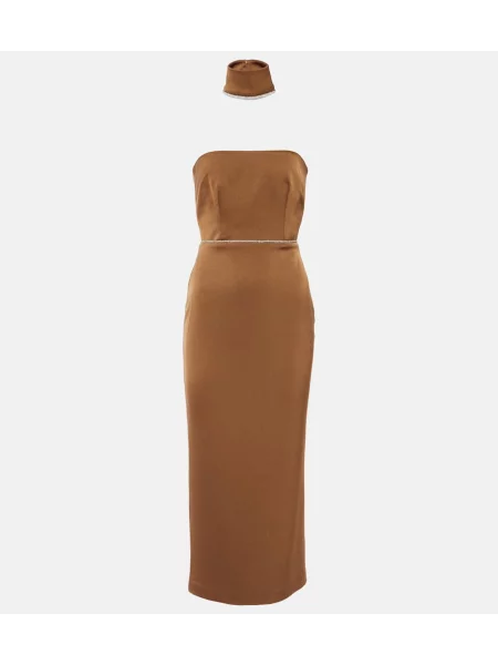 Rochie midi Alex Perry din satin de cristal până la genunchi maro