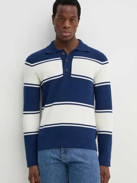 Bombažen pulover Marc O'Polo mornarsko modra