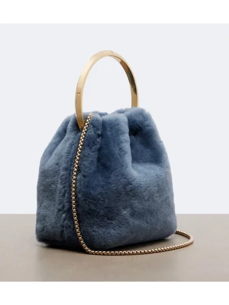 Geantă Jimmy Choo din piele de oaie albastru