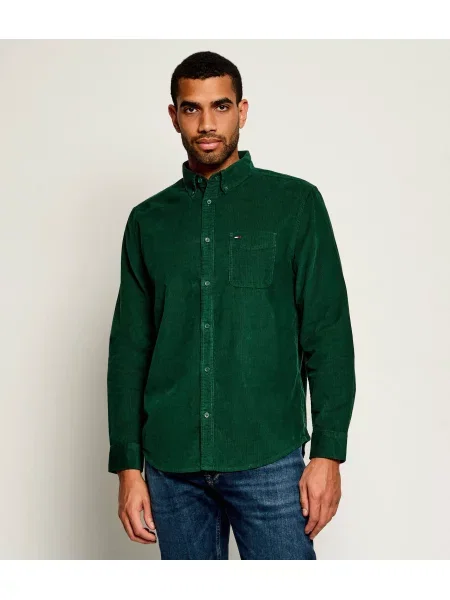 Tommy Jeans Cămașă | catifea reiată verde