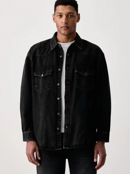 Levi's geacă tip cămașă pentru bărbați din denim DENAMORE WESTERN negru