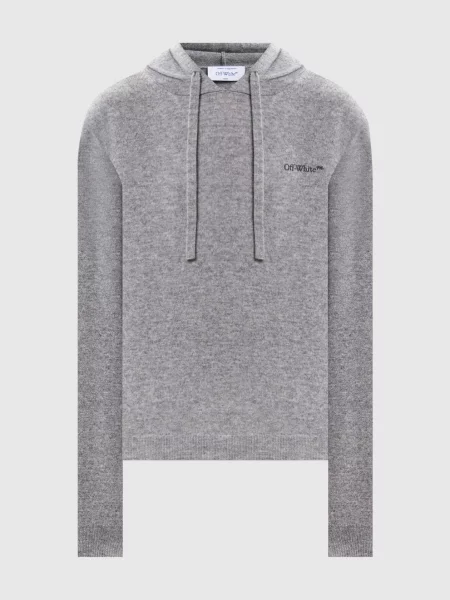 Худі з кашеміру з логотипом Off-white сіре