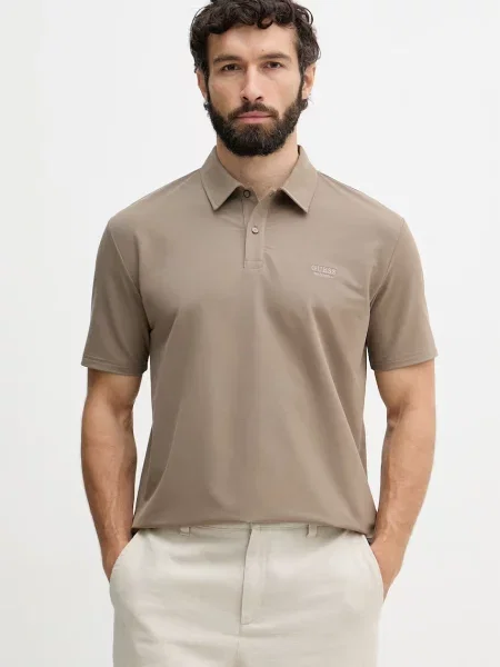 Tricou polo Guess din modal bej