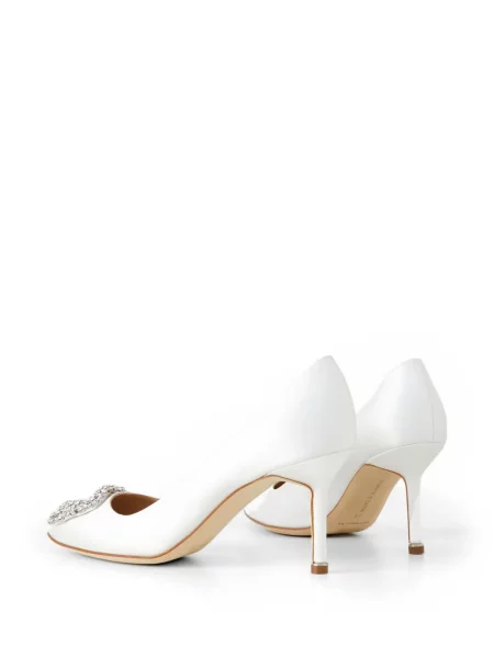Pantofi cu toc Manolo Blahnik cu cataramă alb