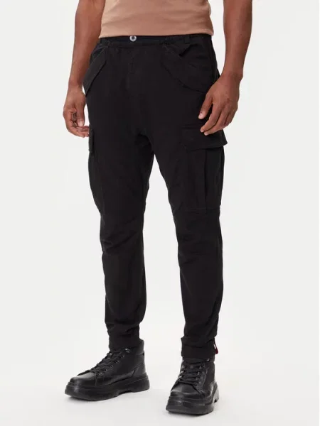 Κωνικό παντελόνι joggers Alpha Industries μαύρο