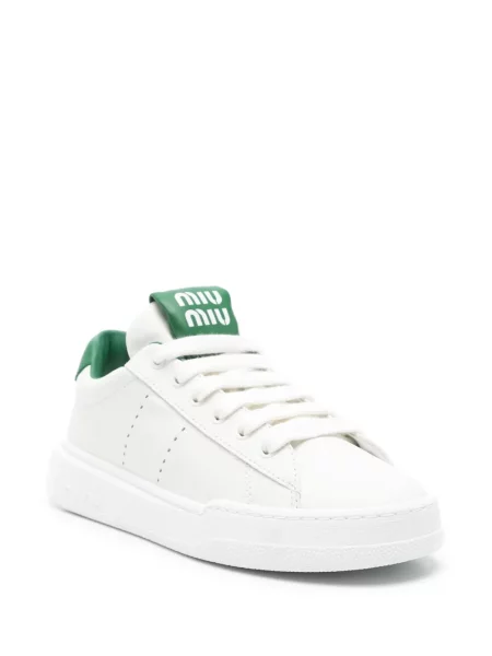 Sneakerși Miu Miu din piele alb
