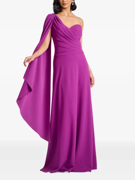 Rochie maxi Tadashi Shoji drapată cu un umăr gol violet