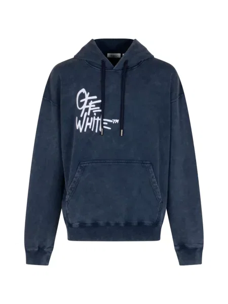 Hanorac cu glugă Off-white cu imagine alb