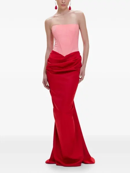Drapírozott maxi ruha V:pm Atelier piros
