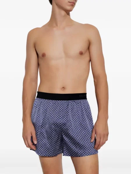 Pantaloni scurți Tom Ford cu imagine cu imprimeu geometric albastru