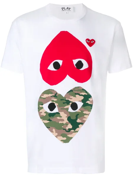 Tricou Comme Des Garcons Play cu imagine alb