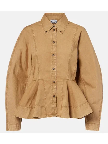 Cu peplum cămașă Ganni maro