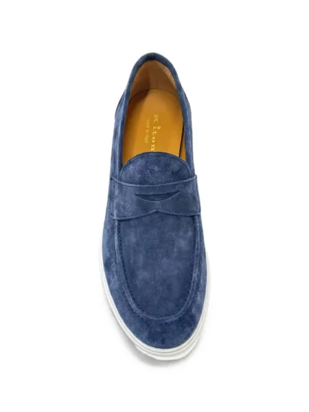 Pantofi loafer Kiton din piele de căprioară albastru