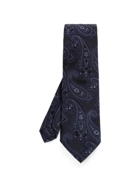 Cravată Etro de mătase cu imagine cu model paisley negru