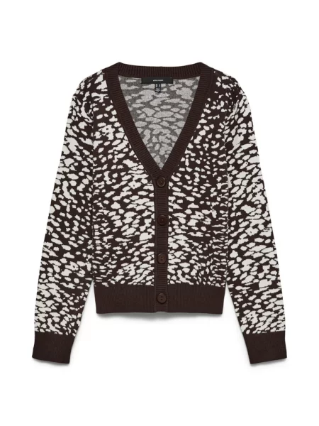 VERO MODA Geacă tricotată VMARIA maro închis / natural alb