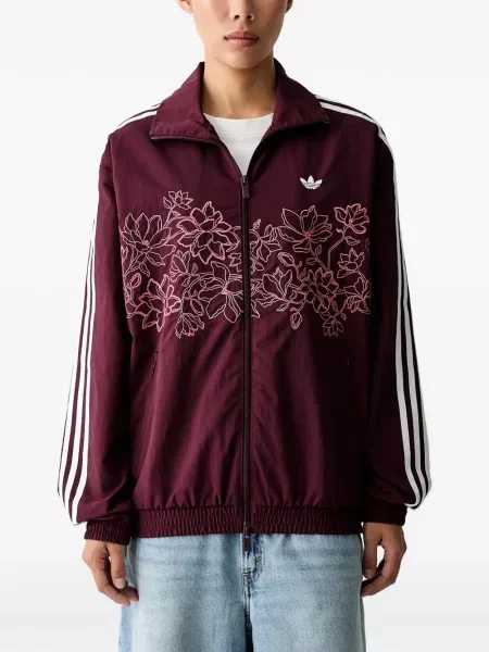 Hanorac cu fermoar Adidas cu model floral maro