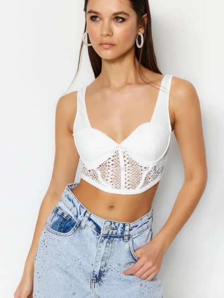 Decupat sutien Trendyol tricotate alb