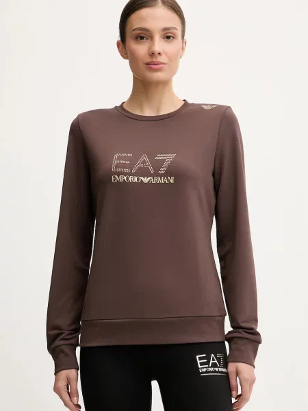 Emporio Armani bluză cu imprimeu maro
