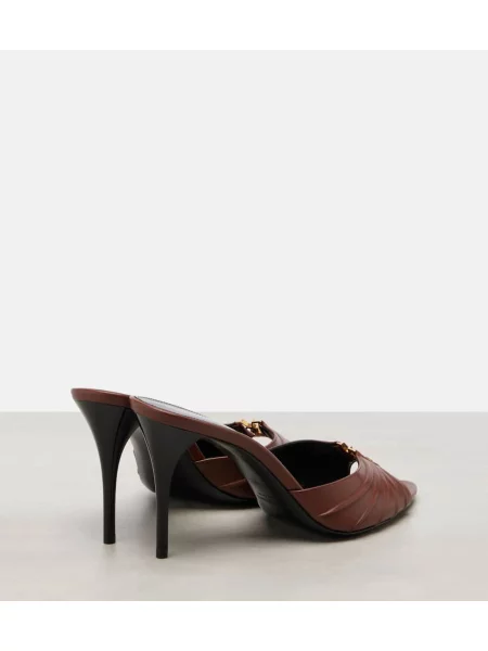 Papuci tip mules Saint Laurent din piele maro