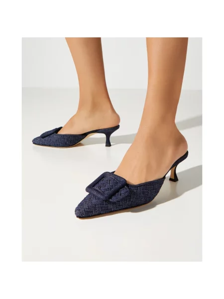 Klapki Manolo Blahnik niebieskie