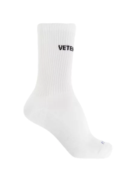 Dzianinowe skarpety Vetements z logo białe