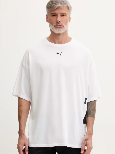 Puma kratka majica z bombažem GRAPHIC OVERSIZED bela