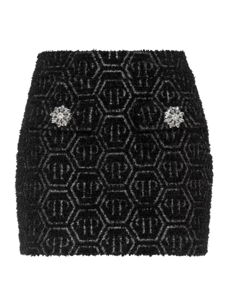 Spódnica mini Philipp Plein tweedowa czarna