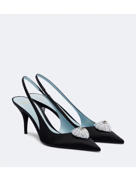 Pantofi cu toc Valentino Garavani de catifea slingback negru