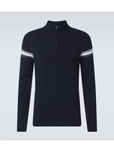 Pulover Fusalp de lână de jumătate de fermoar albastru