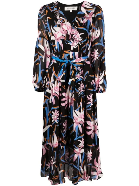 Rochie midi Dvf Diane Von Furstenberg cu model floral cu imagine negru