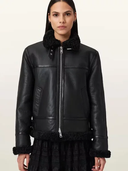AllSaints kurtka skórzana LOREL czarny