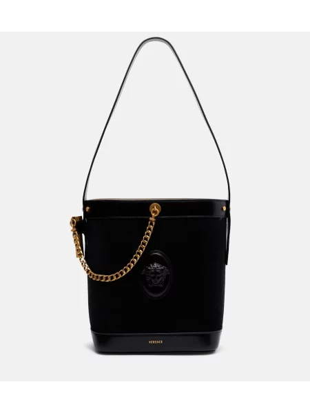 Geantă de mână Versace din piele de căprioară negru