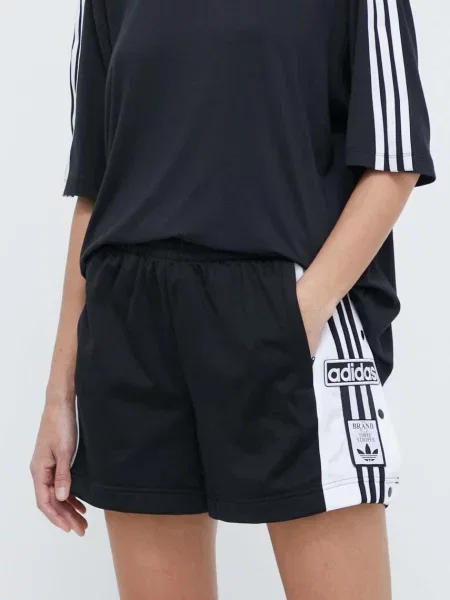 Adidas Originals pantaloni scurți Adibreak de damă cu aplicații talie înaltă negru