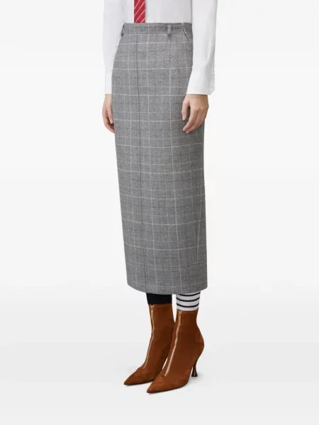 Φούστα pencil Thom Browne houndstooth tweed γκρι
