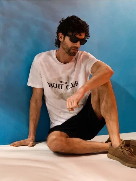 Sinsay koszulka z napisem Yacht Club biały