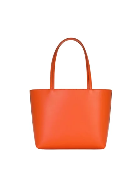 Shopperka Dolce And Gabbana skórzana z logo pomarańczowa