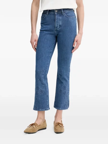 Haftowane jeansy Hoss Intropia w kwiatki niebieskie