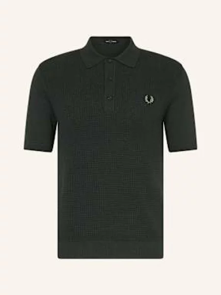 Fred Perry koszulka polo Mężczyźni zielony jednolity S czarne