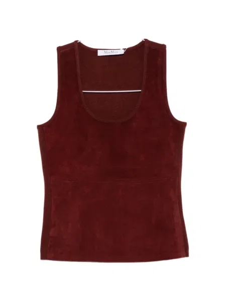 Top Max Mara din piele de căprioară roșu