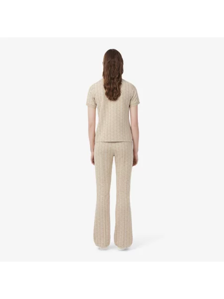 Lacoste Spodnie Dresowe Z Monogramem Flare Fit beżowe
