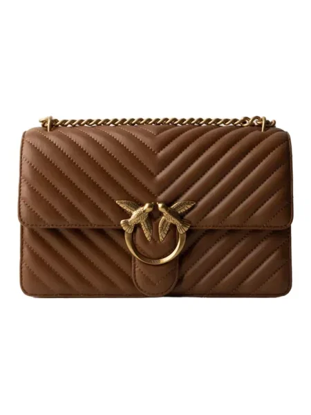 Torebka skórzana Pinko skórzana klasyczna brązowa