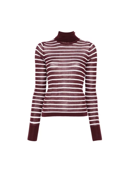 Sweter z golfem Alysi wełniany w paski z paskiem
