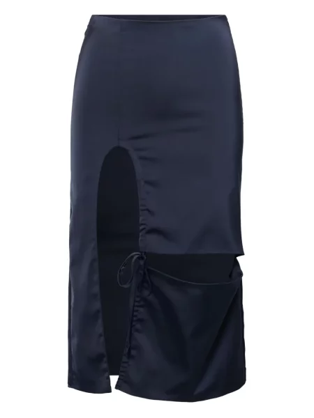 Satynowa spódnica midi Elena Velez do kolan niebieska